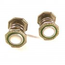 1910-20's Art Deco Mother Pearl Silvertone Green Cufflinks by SNAP LINK 72315
