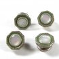 1910-20's Art Deco Mother Pearl Silvertone Green Cufflinks by SNAP LINK 72315
