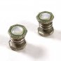 1910-20's Art Deco Mother Pearl Silvertone Green Cufflinks by SNAP LINK 72315