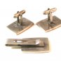 Unsigned Vintage Silver Tone Steamboat Cufflinks & Tie Clasp