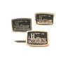 Unsigned Vintage Silver Tone Steamboat Cufflinks & Tie Clasp