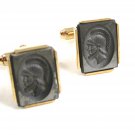 Cameo in Black of Roman Greek Soldier Cufflinks by Anson 22414