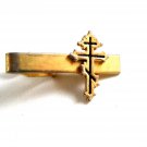 Vintage Goldtone Cross of Lorraine Tie Clasp