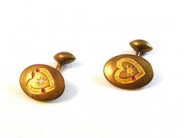 Vintage Gold Tone & Heart Cufflinks