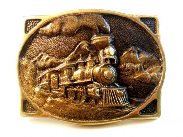 Vintage 1976 Heritage Mint American Train Locomotive Belt Buckle