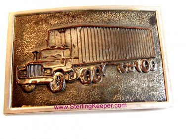 Vintage Silver Tone 18 Wheeler Belt Buckle