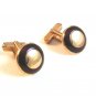 Vintage Gold Tone & Red Cufflinks Signed Swank