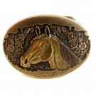 Small Vintage Horse Head Brass Belt Buckle by Award Designs