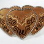 Western Cowgirls Three 3 Heart Leather Belt Buckle Ivan of Tawain 71715