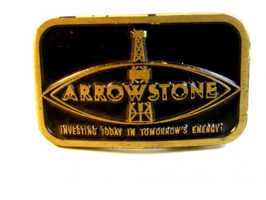 Vintage 1970 - 80's Arrowstone Oil Wells Brass Belt Buckle