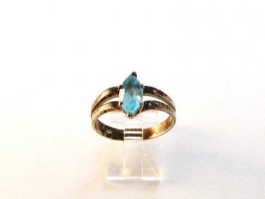 Vintage Sterling Silver Blue Topaz Solitaire Ring Sz 9