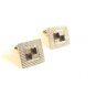 Vintage Silver Tone Amber & Deep Dark Blue Sapphire Cufflinks