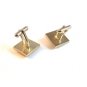 Vintage Silver Tone Amber & Deep Dark Blue Sapphire Cufflinks