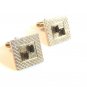 Vintage Silver Tone Amber & Deep Dark Blue Sapphire Cufflinks