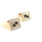 Vintage Silver Tone Amber & Deep Dark Blue Sapphire Cufflinks