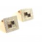 Vintage Silver Tone Amber & Deep Dark Blue Sapphire Cufflinks