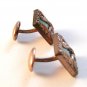 Vintage Deco Gold Tone Green Celluloid Cuff Links