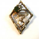 Vintage Wells Sterling Silver & Jade Brooch
