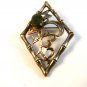 Vintage Wells Sterling Silver & Jade Brooch