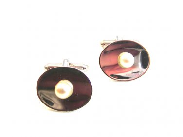 Vintage Sterling Silver & Pearl Cufflinks