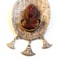 Vintage Egyptian Heiroglyphics & 3 Inverted Lotus Blossoms Brooch