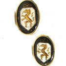 1950's-70's White & Golden Dragon Odd Creature Cufflinks Unmarked 101014