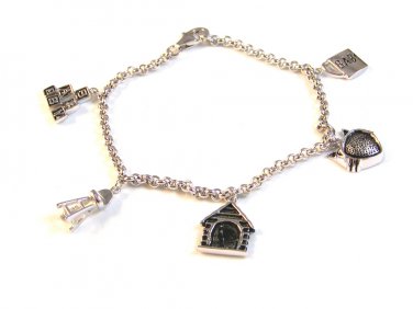 Sterling Silver Baby Mug Blocks High Chair House Heart Charms Bracelet