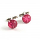 Unmarked Silvertone & Pink Faux Cats Eye Cufflinks 11062013eer
