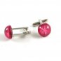 Unmarked Silvertone & Pink Faux Cats Eye Cufflinks 11062013eer