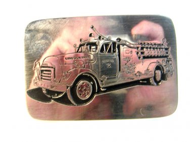 Vintage Lincoln Park Hose Co 2 Fire Truck Belt Buckle