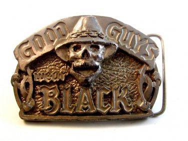 Gothic 1992 Good Guys Wear Black Skulls Belt Buckle Made In U.S.A.