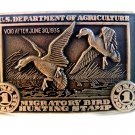 Vintage Migratory Bird Ducks in Flight Hunting $1.00 Stamp Belt Buckle