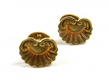 Art Nouveau True Vintage Goldtone Sunflower Cufflinks Unmarked 101514