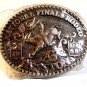 Vintage Mini 1988 National Finals Rodeo Steer Riding Belt Buckle by Hesston