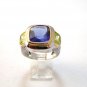 Sterliing Silver Blue Sapphire Citrines Ring