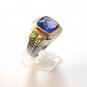 Sterliing Silver Blue Sapphire Citrines Ring