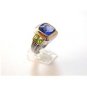 Sterliing Silver Blue Sapphire Citrines Ring