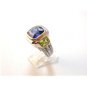 Sterliing Silver Blue Sapphire Citrines Ring
