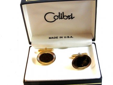 Vintage Colibri Gold Tone No Stone Cufflinks MIB