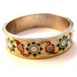 Vintage Siam Sterling Silver Yellow Niello Flower Bangle Bracelet