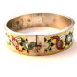 Vintage Siam Sterling Silver Yellow Niello Flower Bangle Bracelet