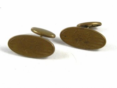 Edwardian / Art Deco Brass Shield for Monogram Cufflinks Not Marked 111414