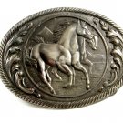 Western Cowboy 2 Wild Horses Running Belt Buckle 11042013