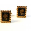Vintage Gold Tone Intaligo Greek or Roman Soldier Cufflinks