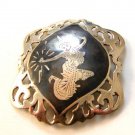 Vintage Siam Sterling Black Niello Enamel Dancer  Brooch bc