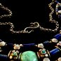 Vintage Egyptian Tribal Sterling Silver Turquoise Lapis Coral Necklace Choker 16