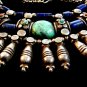 Vintage Egyptian Tribal Sterling Silver Turquoise Lapis Coral Necklace Choker 16