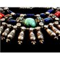 Vintage Egyptian Tribal Sterling Silver Turquoise Lapis Coral Necklace Choker 16