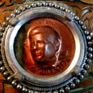 Vintage 3D Image of John Kennedy in Copper Unknown Language Belt Buckle