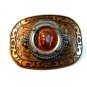 Vintage 3D Image of John Kennedy in Copper Unknown Language Belt Buckle